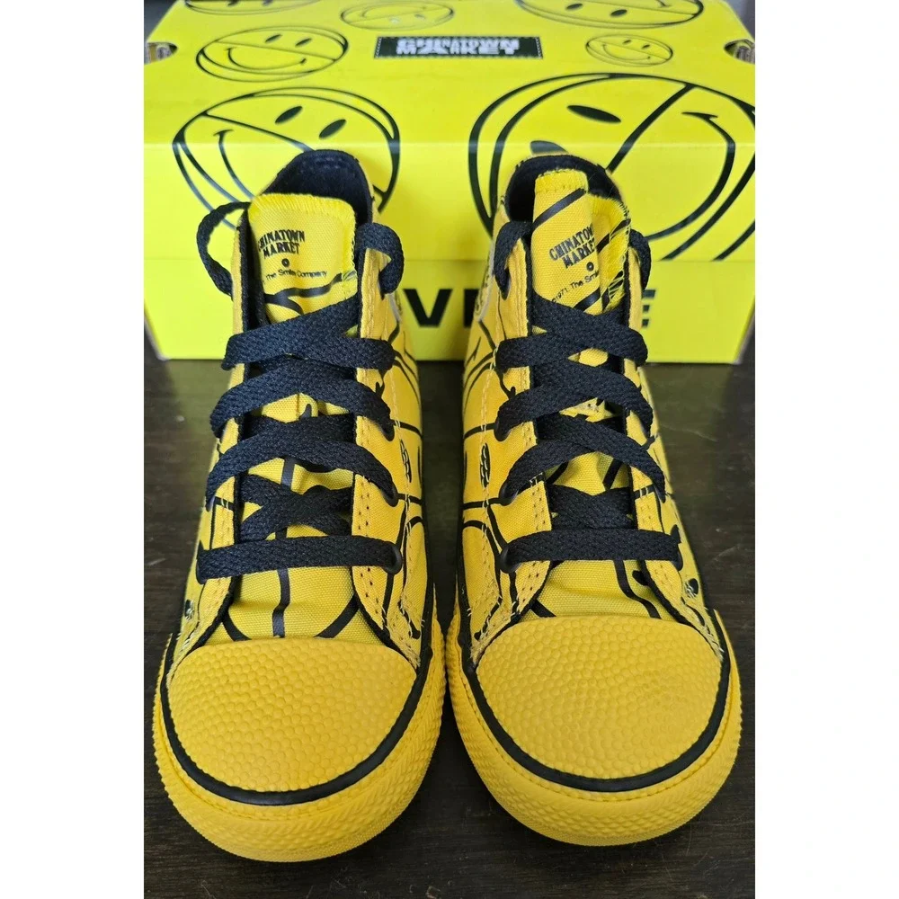 Converse Chuck Taylor China Town All Star Smiley Face Yellow Black High Tops 10T